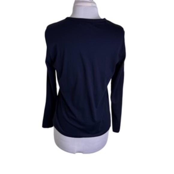 Lauren Active Ralph Lauren Long Sleeve Crew Neck Navy Beaded Top Size M - Picture 4 of 6
